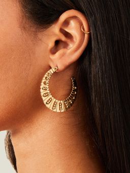 Accessorize London - Womens Gold Textured Bobble Hoops Earrings