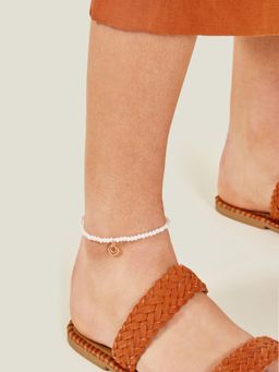 Accessorize London - Women White Pearly Bead Anklet