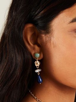 Accessorize London - Womens Blue Eclectic Pearl Gem Drop Earrings