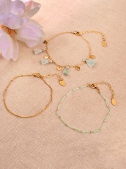 Accessorize London - Women Mini Bead Tassel Anklets Pack of 3