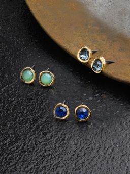 Accessorize London - Womens Multi Organic Molten Studs Earrings Pack of 3