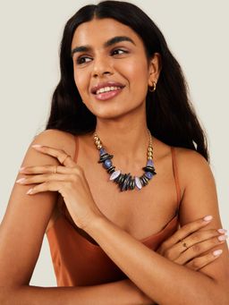Accessorize London - Womens Blue Mixed Disc Statement Necklace