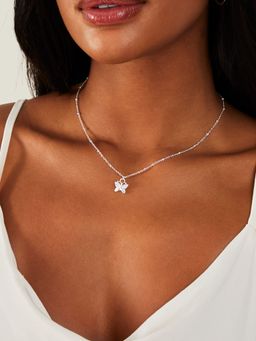 Accessorize London - Womens Silver Pave Butterfly Pendant Necklace