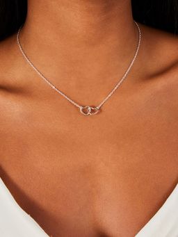 Accessorize London - Womens Silver Heart Links Pendant Necklace