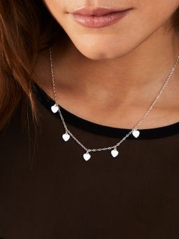 Accessorize London - Womens Silver Heart Station Necklace