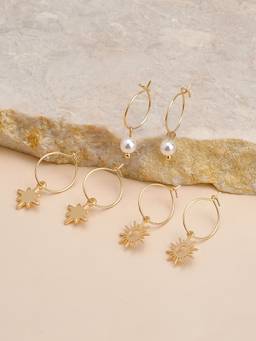 Accessorize London - Womens Gold Starburst Earrings Pack of 3
