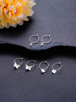 Accessorize London - Womens Silver Butterfly Earrings Pack of 3