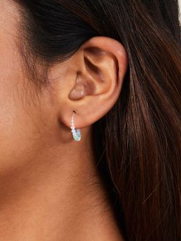 Accessorize London - Womens Sterling Silver-plated Beaded Hoops