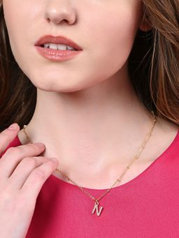 Accessorize London - Womens Gold Initial Sparkle Pendant Necklace