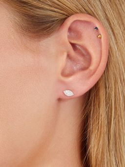 Accessorize London - Womens 925 Sterling Silver Hallmark Cubic Zirconia Marquise Shape Earrings