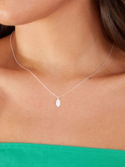 Accessorize London - Womens 925 Sterling Silver Hallmark Cubic Zirconia Marquise Shape Pave Necklace