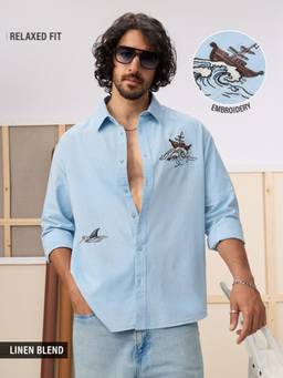 The Souled Store - Cotton Linen: Waves Men Cotton Linen Shirts