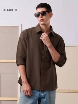 The Souled Store - Solids: Chocolate Fudge Men Shirts