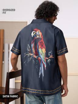 The Souled Store - Satin Shirt: Parrot Men Holiday Shirts
