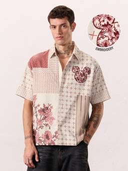 The Souled Store - Official Disney Mickey Mouse: Kantha Quilt Men Oversized Shirt