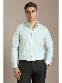 Louis Philippe - Men Light Green Slim Fit Printed Full Sleeves Casual Shirt
