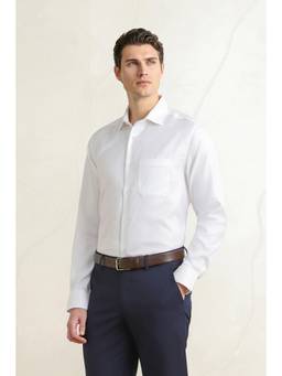 Louis Philippe - Men White Classic Fit Solid Full Sleeves Formal Shirt