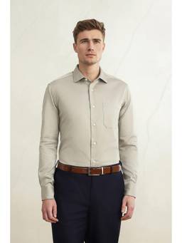 Louis Philippe - Men Light Grey Classic Fit Full Sleeves Formal Shirt