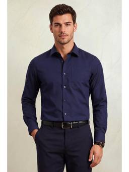 Louis Philippe - Men Navy Classic Fit Full Sleeves Formal Shirt