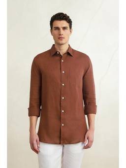 Louis Philippe - Men Brown Classic Fit Full Sleeves Casual Shirt