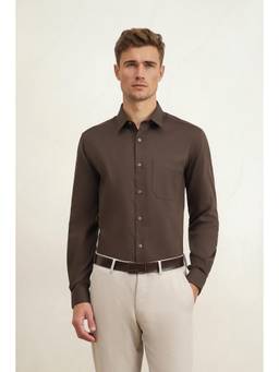 Louis Philippe - Men Brown Classic Fit Full Sleeves Formal Shirt