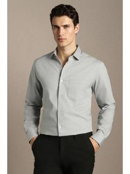 Louis Philippe - Men Light Grey Classic Fit Full Sleeves Casual Shirt