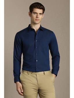 Louis Philippe - Men Navy Slim Fit Full Sleeves Formal Shirt