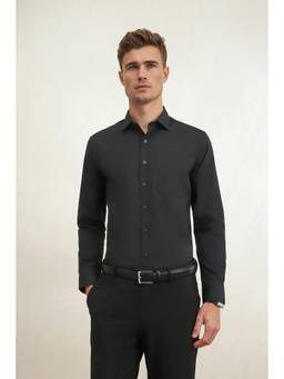 Louis Philippe - Men Black Slim Fit Full Sleeves Formal Shirt