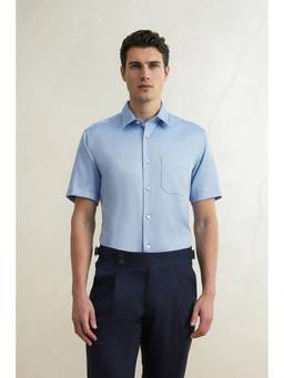 Louis Philippe - Men Light Blue Classic Fit Half Sleeves Formal Shirt