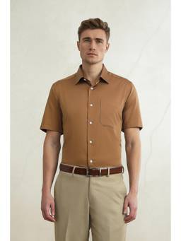 Louis Philippe - Men Brown Classic Fit Half Sleeves Formal Shirt