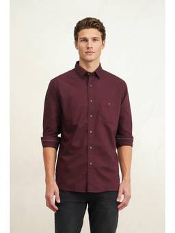 Louis Philippe - Men Maroon Slim Fit Full Sleeves Casual Shirt