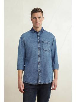 Louis Philippe - Men Blue Slim Fit Full Sleeves Casual Shirt