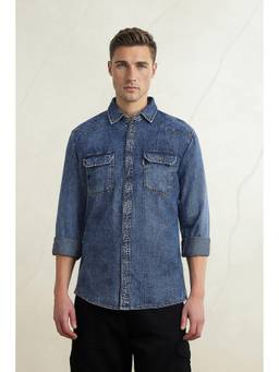 Louis Philippe - Men Blue Slim Fit Full Sleeves Casual Shirt
