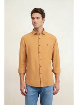 Louis Philippe - Men Mustard Slim Fit Full Sleeves Casual Shirt