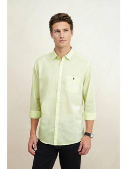 Louis Philippe - Men Light Yellow Slim Fit Full Sleeves Casual Shirt