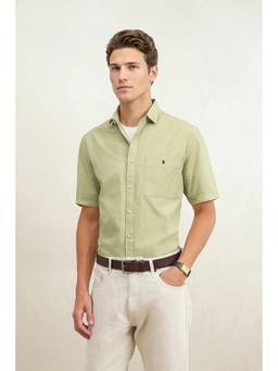 Louis Philippe - Men Light Green Regular Fit Half Sleeves Casual Shirt