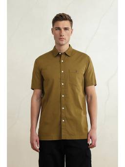 Louis Philippe - Men Khaki Slim Fit Half Sleeves Casual Shirt