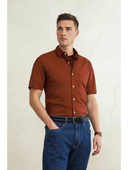 Louis Philippe - Men Rust Slim Fit Half Sleeves Casual Shirt