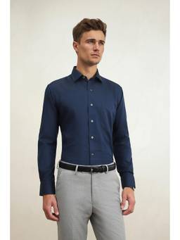 Louis Philippe - Men Navy Classic Fit Full Sleeves Formal Shirt