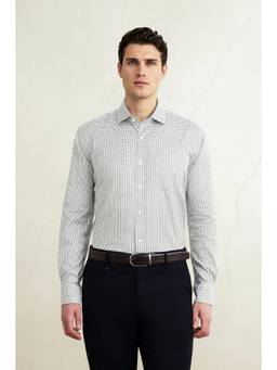 Louis Philippe - Men White Classic Fit Checked Full Sleeves Formal Shirt
