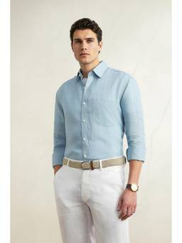 Louis Philippe - Men Light Blue Classic Fit Full Sleeves Casual Shirt