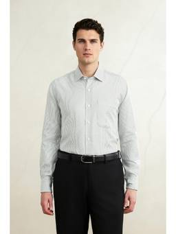 Louis Philippe - Men Light Green Lx-Cl-Classic Striped Full Sleeves Formal Shirt