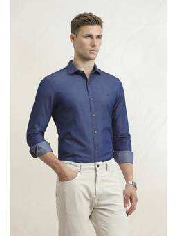 Louis Philippe - Men Blue Slim Fit Full Sleeves Casual Shirt