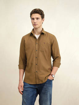 Louis Philippe - Men Brown Slim Fit Full Sleeves Casual Shirt