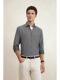Louis Philippe - Men Black Slim Fit Full Sleeves Casual Shirt