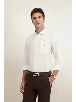 Louis Philippe - Men White Slim Fit Full Sleeves Casual Shirt