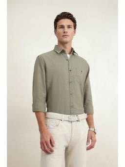 Louis Philippe - Men Olive Slim Fit Full Sleeves Casual Shirt