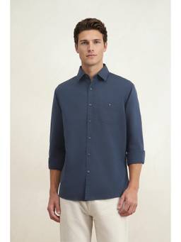 Louis Philippe - Men Navy Slim Fit Full Sleeves Casual Shirt