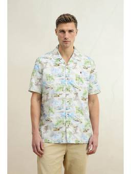 Louis Philippe - Men White Resort Slim Fit Printed Half Sleeves Casual Shirt