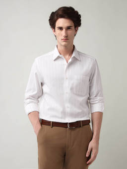 AD By Arvind - Vertical Striped Regular Fit Shirt White